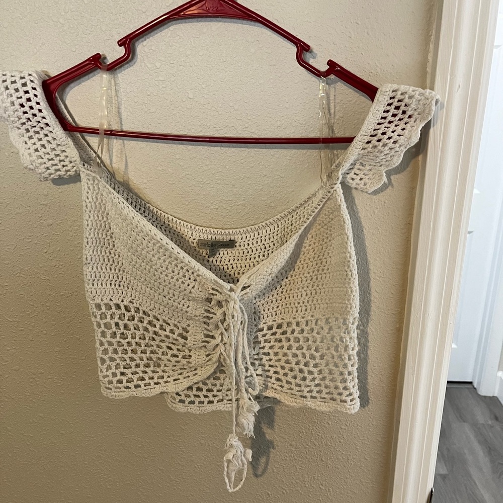 Crochet crop top, size medium, off the shoulder sleeves
